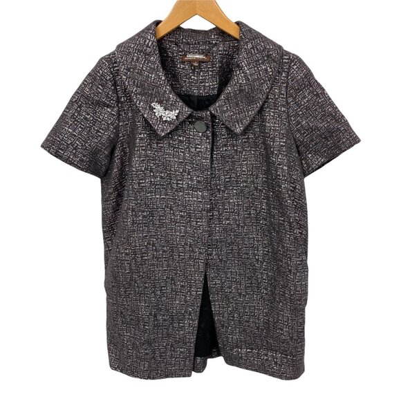 Adrienne Vittadini Sweater Womens 4 Black Metallic Single Button Brooch Pockets‎ - Picture 1 of 10